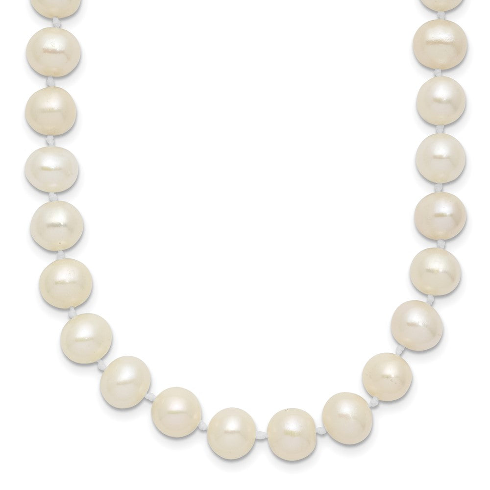 Sterling Silver Rhodium-plated 7-8mm White Near-Round Freshwater Cultured Pearl 20 inch Necklace