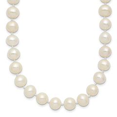 Sterling Silver Rhodium-plated 7-8mm White Near-Round Freshwater Cultured Pearl 16 inch Necklace