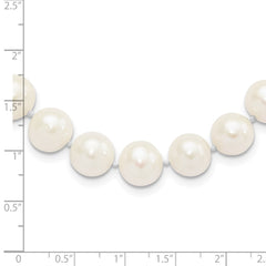 Sterling Silver Rhodium-plated 10-11mm White Near-Round Freshwater Cultured Pearl 18 inch Necklace