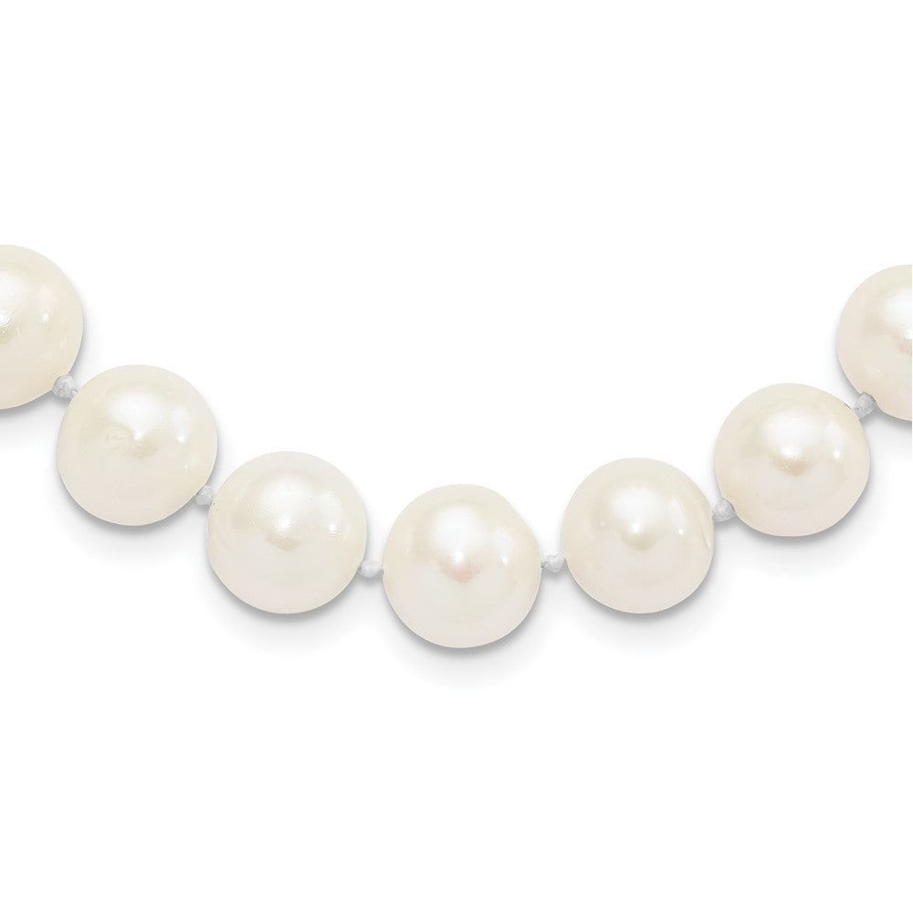 Sterling Silver Rhodium-plated 10-11mm White Near-Round Freshwater Cultured Pearl 20 inch Necklace