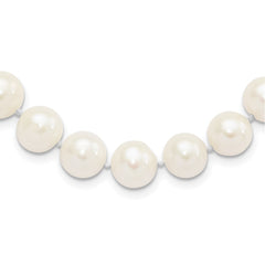 Sterling Silver Rhodium-plated 10-11mm White Near-Round Freshwater Cultured Pearl 16 inch Necklace