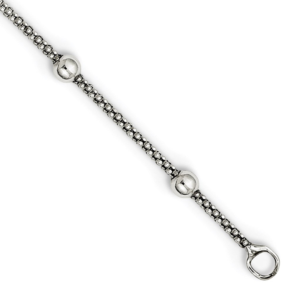 Sterling Silver Polished Beaded Necklace - 2