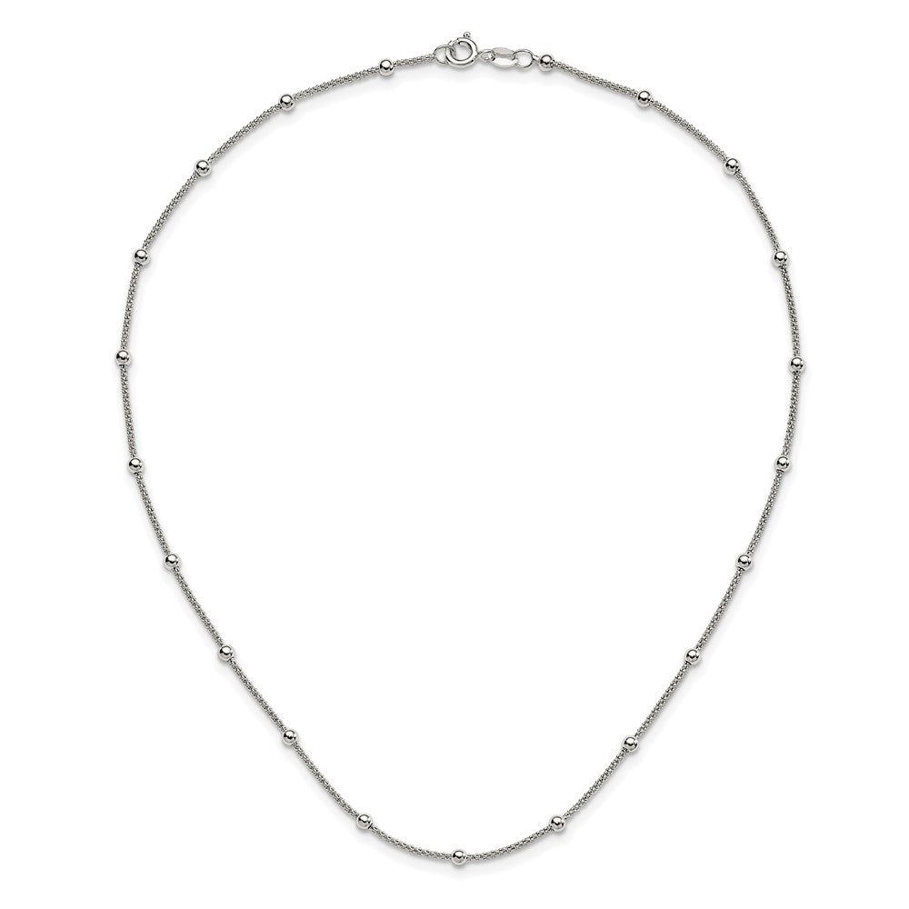 Sterling Silver Polished Beaded Necklace - 2