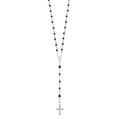 Sterling Silver Polished Black Onyx Rosary Necklace