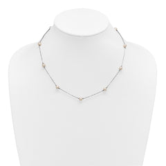 Sterling Silver Rhodium-plated 5-6mm White Near-Round Freshwater Cultured Pearl 9-Station 18 inch Necklace