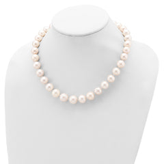 Sterling Silver Rhodium-plated 11-12mm White Near-Round Freshwater Cultured Pearl 20 inch Necklace