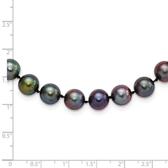 Sterling Silver Rhodium-plated 9-10mm Black Near-Round Freshwater Cultured Pearl 7.25 inch  Bracelet