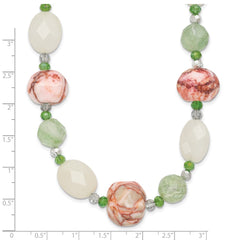 Sterling Silver Aventurine Crystal Jade and Jasper 18 inch Necklace with 2 inch extension