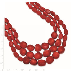 Sterling Silver Triple Strand Red Coral 16 inch Necklace with 2 inch extension