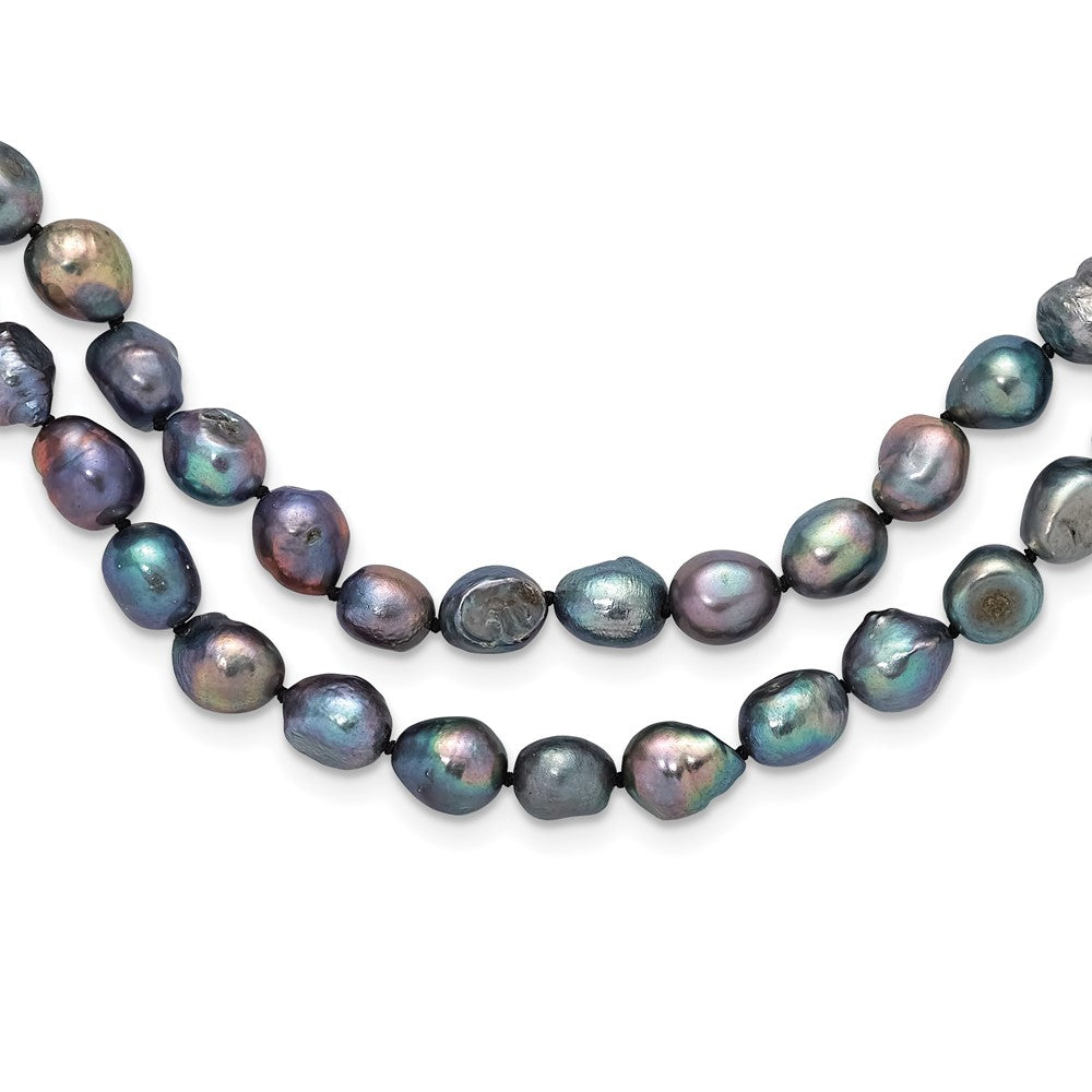 9-10mm Black Baroque Freshwater Cultured Pearl Endless 64 inch Necklace