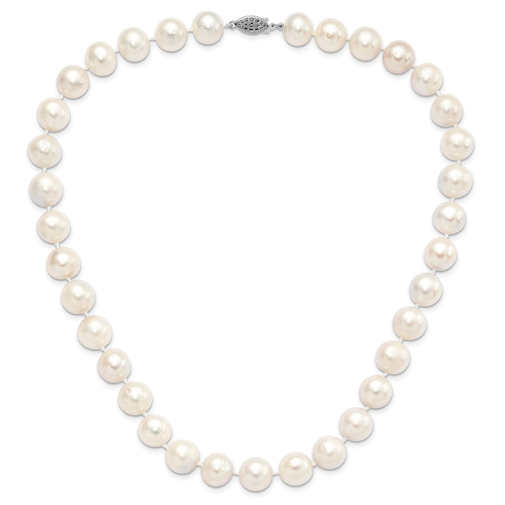 Sterling Silver Rhodium-plated 12-13mm White Near-Round Freshwater Cultured Pearl 20 inch Necklace