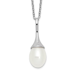 Sterling Silver Rhodium-plated 8-9mm White Teardrop Freshwater Cultured Pearl 17 inch Necklace - 2