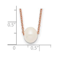 Sterling Silver Rose-tone 18k Flash Gold-plated 8-9mm White Near-Round Freshwater Cultured Pearl 18 inch Necklace