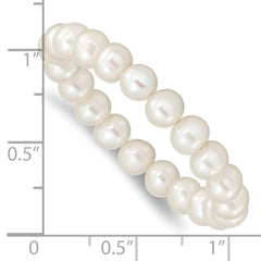 Madi K 5-6mm White Semi-Round Freshwater Cultured Pearl Children's Stretch Bracelet