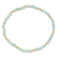 Sterling Silver Gold-plated 3mm Blue Quartz Stretch Bracelet