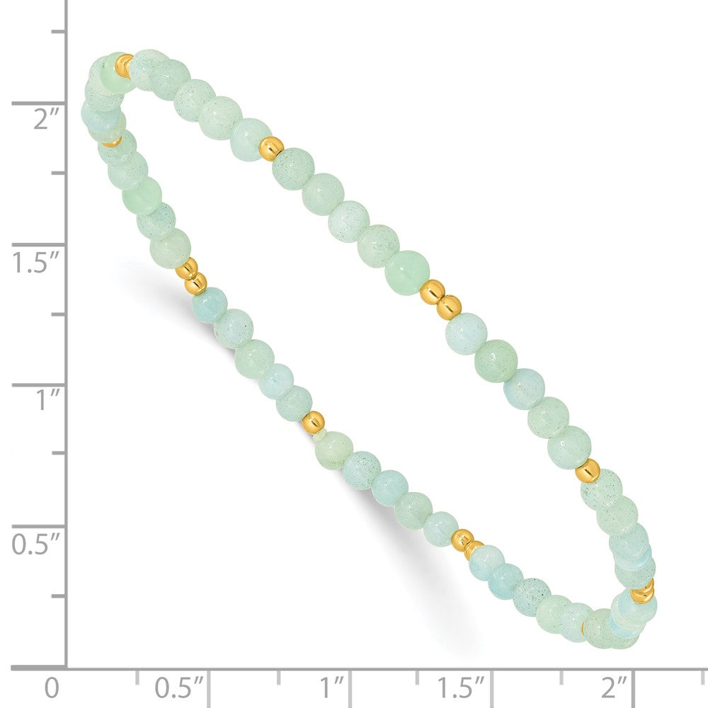 Sterling Silver Gold-plated 3mm Blue Quartz Stretch Bracelet