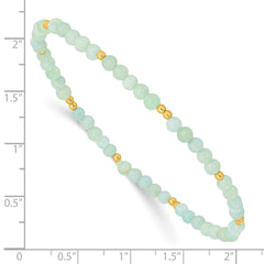 Sterling Silver Gold-plated 3mm Blue Quartz Stretch Bracelet