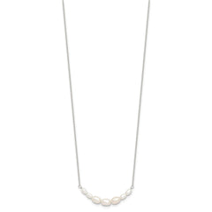 Sterling Silver E-coated Freshwater Cultured Pearl 18in w/2in ext Necklace