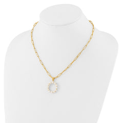 Sterling Silver Gold-plated 3-5.5mm White Button Freshwater Cultured Pearl LETTER O 18 inch Necklace
