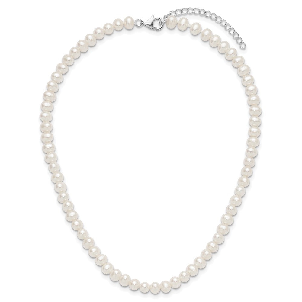 Sterling Silver Rh-plated 6-7mm FWC Pearl 14in w/2in ext Choker