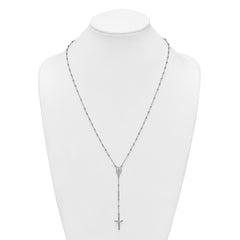 Sterling Silver Polished and Beaded Rosary 24 inch Necklace - 3