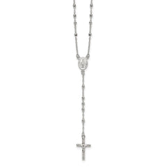 Sterling Silver Polished and Beaded Rosary 24 inch Necklace - 3
