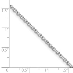 Sterling Silver Rhodium-plated 2.2mm Diamond-cut Cable Chain w/4in ext.
