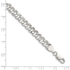 Sterling Silver 6.35mm Hammered Curb Chain - 6
