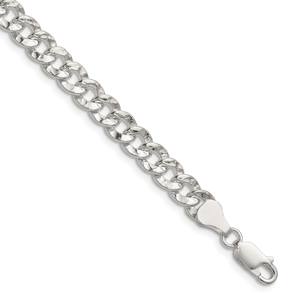 Sterling Silver 6.35mm Hammered Curb Chain - 6