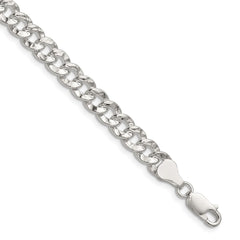 Sterling Silver 6.35mm Hammered Curb Chain - 6