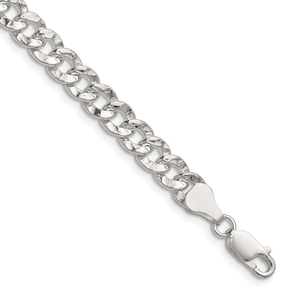 Sterling Silver 6.35mm Hammered Curb Chain - 4