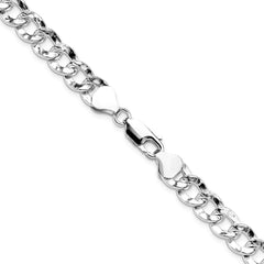 Sterling Silver 7.6mm Hammered Curb Chain - 5
