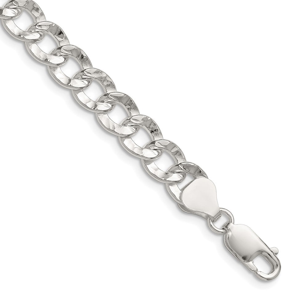 Sterling Silver 7.6mm Hammered Curb Chain - 5