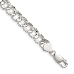 Sterling Silver 7.6mm Hammered Curb Chain - 5