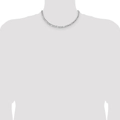 Sterling Silver 4.75mm Hammered Figaro Chain - 6