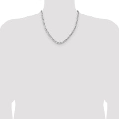 Sterling Silver 4.75mm Hammered Figaro Chain - 5