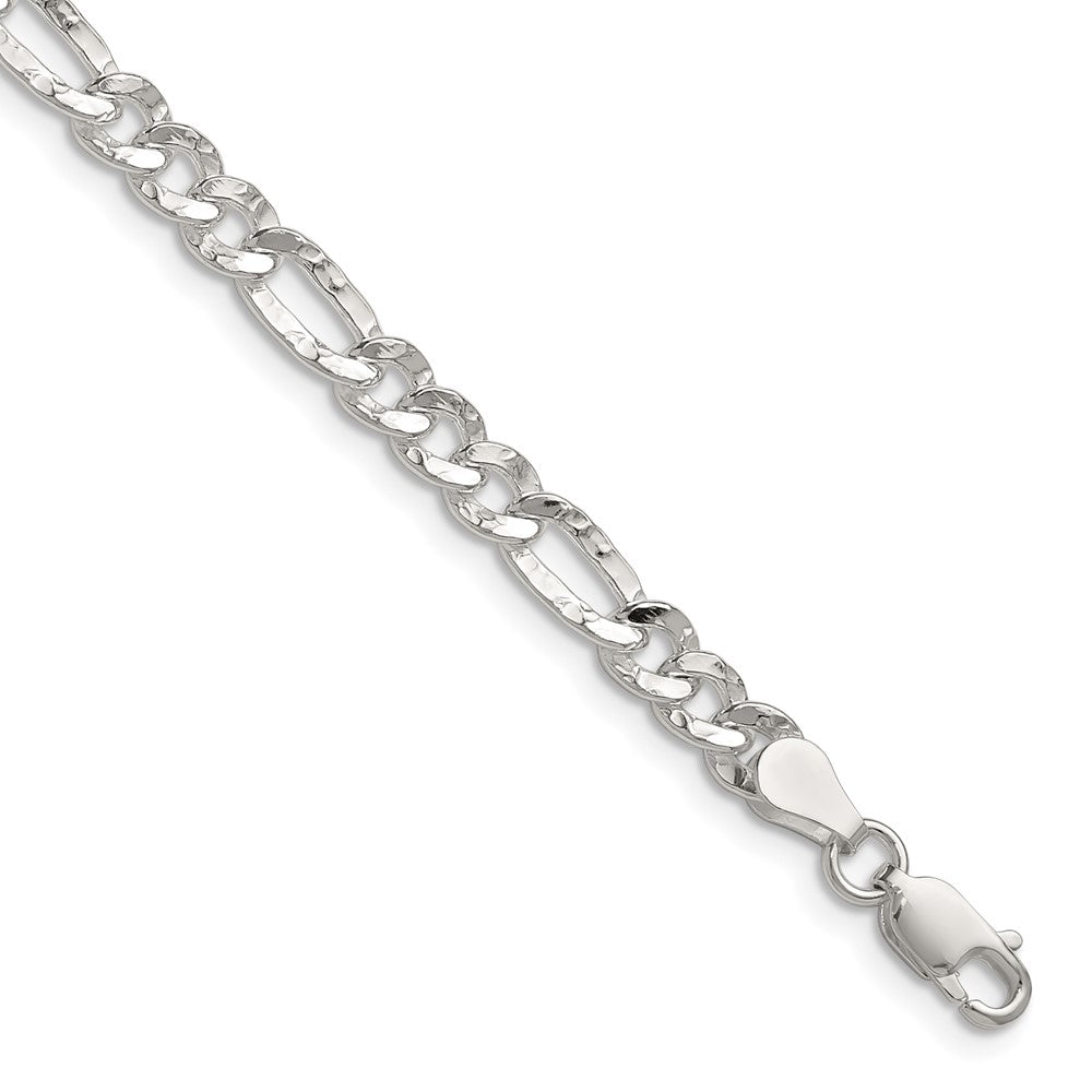 Sterling Silver 4.75mm Hammered Figaro Chain - 5