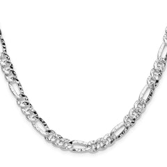 Sterling Silver 6.3mm Hammered Figaro Chain - 6