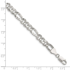 Sterling Silver 6.3mm Hammered Figaro Chain - 7