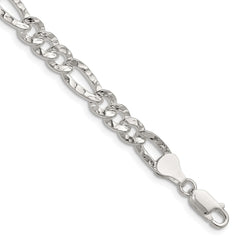 Sterling Silver 6.3mm Hammered Figaro Chain - 6