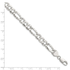 Sterling Silver 7.6mm Hammered Figaro Chain - 6