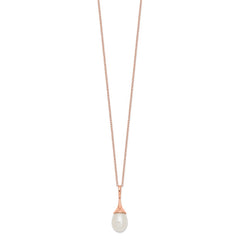 Sterling Silver Rose-tone 8-9mm White Teardrop Freshwater Cultured Pearl 17 inch Necklace