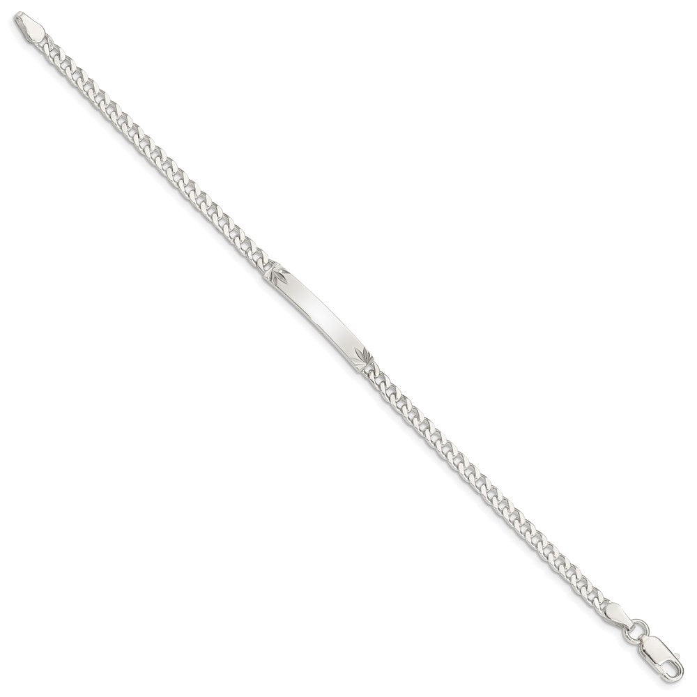 Sterling Silver Polished Engraveable Curb Link ID Bracelet - 5
