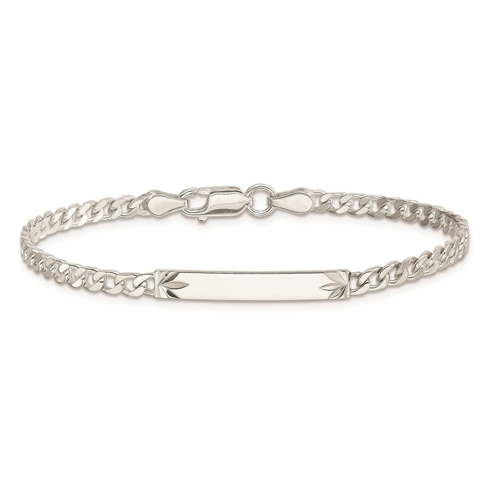 Sterling Silver Polished Engraveable Curb Link ID Bracelet - 5