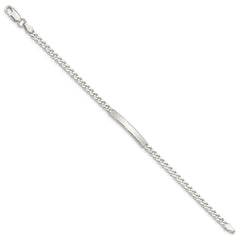 Sterling Silver Diamond-cut Engraveable Curb Link ID Bracelet - 4