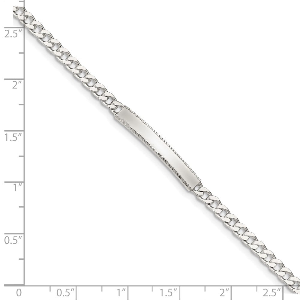 Sterling Silver Diamond-cut Engraveable Curb Link ID Bracelet - 3