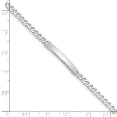 Sterling Silver Diamond-cut Engraveable Curb Link ID Bracelet - 4