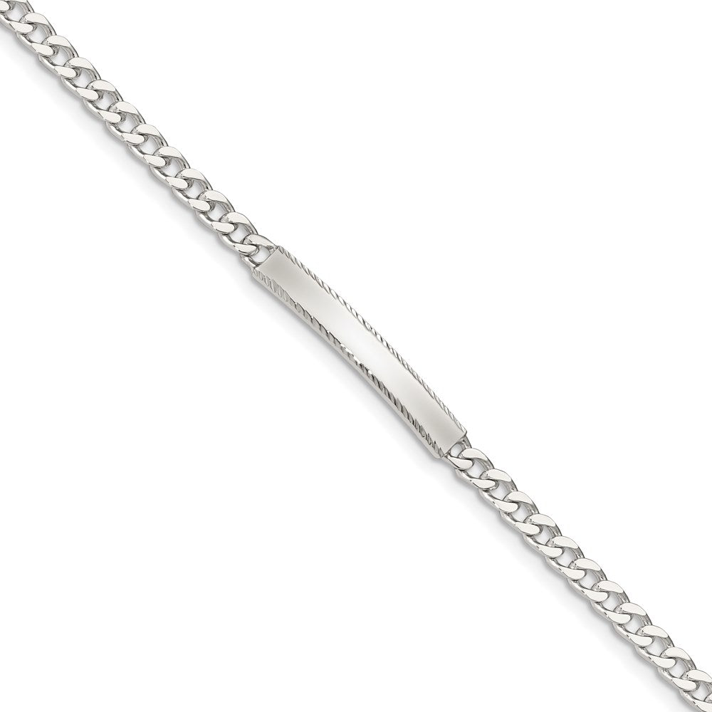 Sterling Silver Diamond-cut Engraveable Curb Link ID Bracelet - 4
