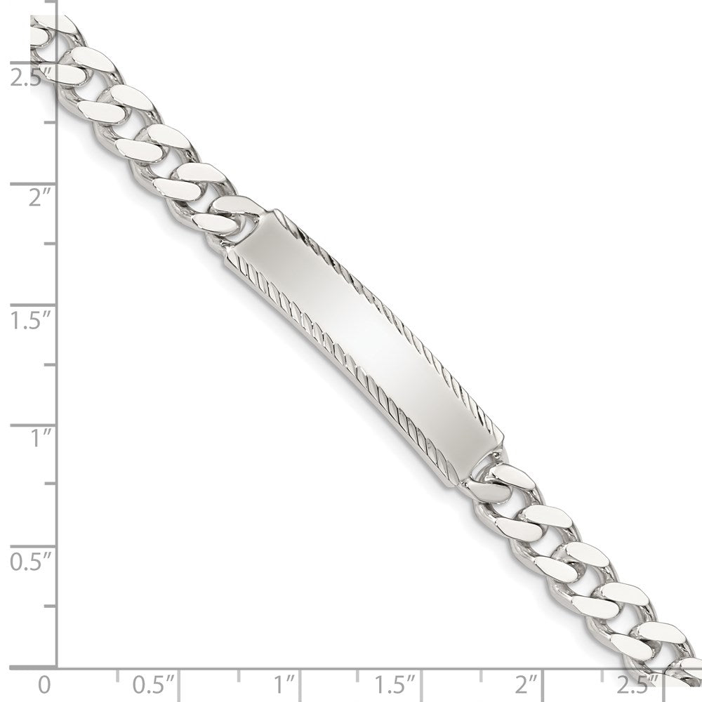 Sterling Silver Diamond-cut Engraveable Curb Link ID Bracelet - 5
