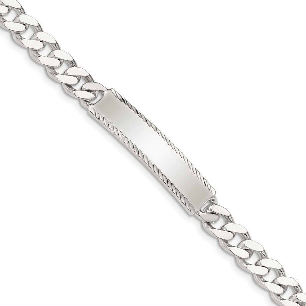 Sterling Silver Diamond-cut Engraveable Curb Link ID Bracelet - 5